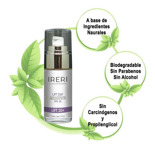 Imagen 4 de 9 de Crema Facial Reafirmante De Día Fps 35 Efecto Lifting Hidratante Reparadora Antiedad Para Temprana Edad 20+ Cutis Normal A Seco Línea Lift 20+ Ireri ®