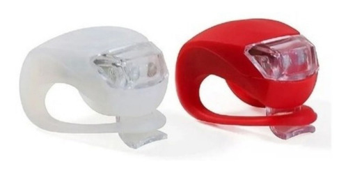 Luz Bicicleta Led Kit Delantera Y Trasera Siliconada Dual Color Rojo y blanco