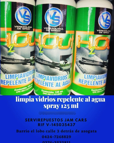 Limpia Vidrios Repelente Al Agua Spray 125ml