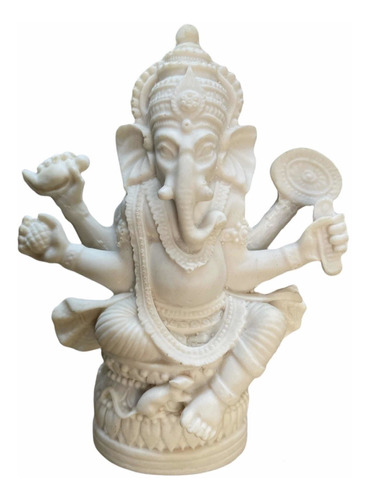 Ganesh Blanco Figura Resina Nacional 12cm Alto