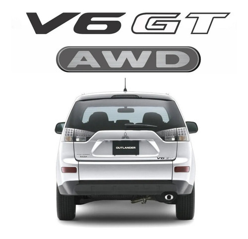 Kit Adesivos Awd V6 Gt Para Outlander 2007 Preto 20512 Cor Preto