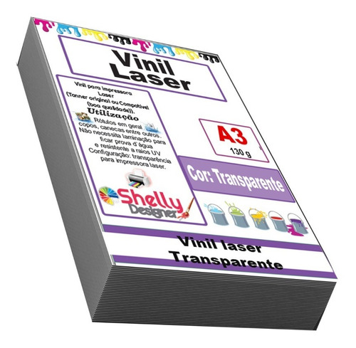 Vinil Adesivo Transparente  A3 P/impressora Laser 10 Folhas