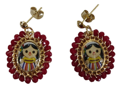 Aretes  Frida Kahlo, Mexicanos Chapa Bordado Cristal D