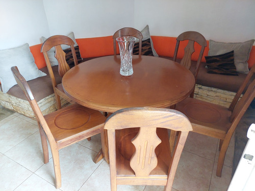 Juego De Comedor De 6 Sillas, Madera De Caoba Original