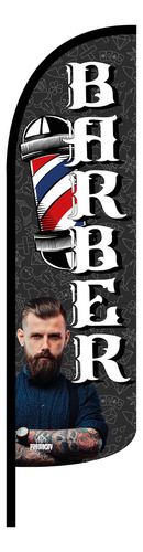 Funda Para Bandera Publicitaria Barbería (4x1) Barberia Negra
