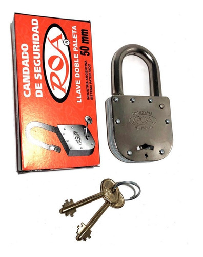 Imagen 3 de 8 de Candado Roa De 50mm Doble Paleta Con 2 Llaves Seguridad