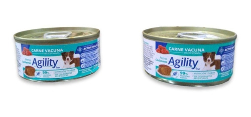 Alimento Húmedo Agility Perro Cachorro Lata Carne 90g X2