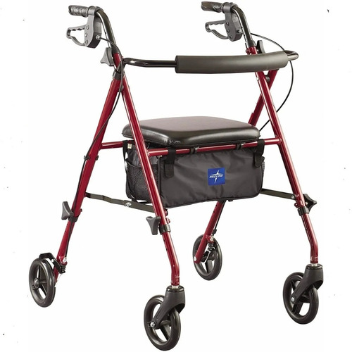 Andador Caminador De Acero Rollator Asiento Plegable Medline