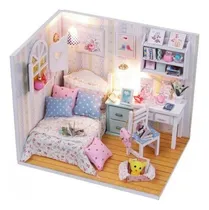 Comprar 1 : 24 Casa De Bonecas Miniatura Casa Boneca Diy Kits Quarto