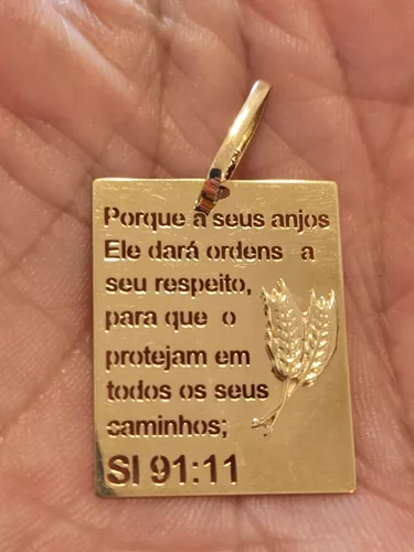 Pingente Salmo 91 Em Ouro 18k750 Amarelo Polido - Rosangela Lima Joias