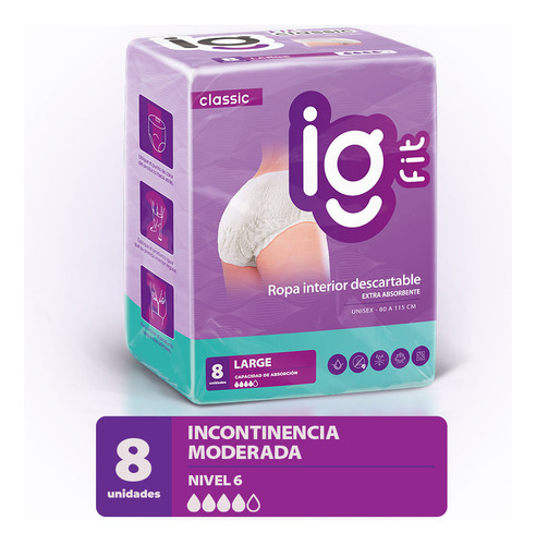 Igfit ropa interior descartable talle grande (L) x 8 unidades