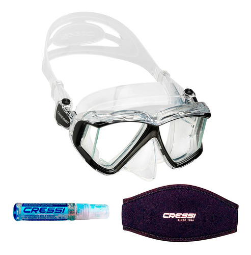 Máscara De Mergulho Cressi Pano 4+anti Fog Sea Gold+strap Cor Transparente/preto