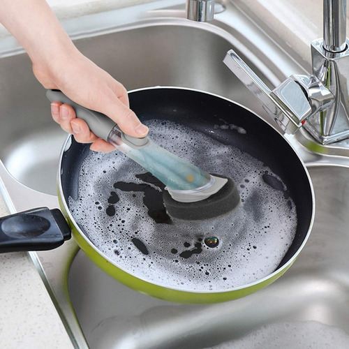 Cepillo Para Limpieza De Fregadero Con Dispensador De Jabón