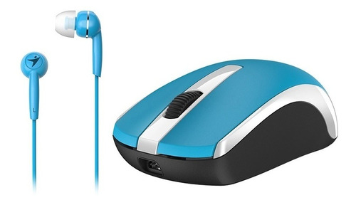Kit Mouse Y Audífonos Genius 31280001402 Óptico 1600dp /v Color Azul