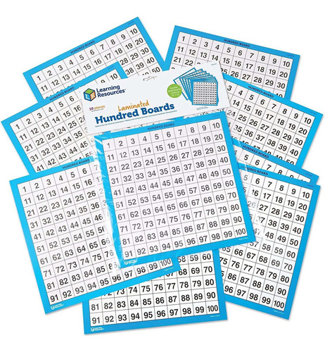 Learning Resources Laminated Hundred Boards, Dry-erase Count
