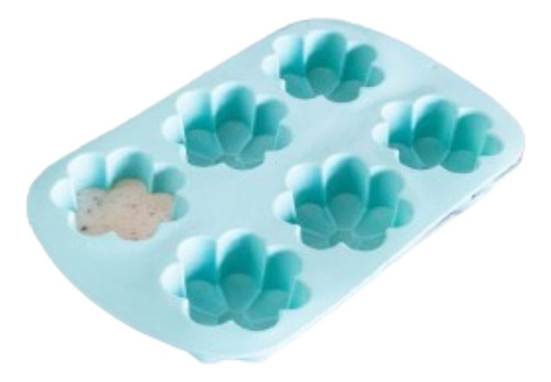  Molde Muffins Forma De Flores X 6  De Silicona Aqua 27 Cm