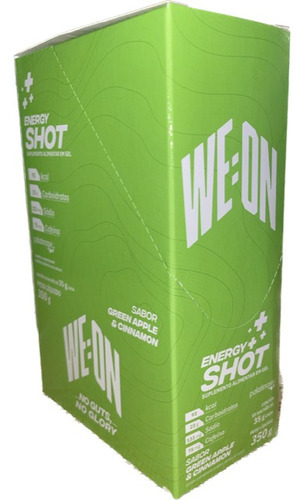 Energy Shot Gel Carboidrato Weon Cx/10uni -vanilla & Orange Sabor Green Apple & Cinnamon 75mg Cafeina