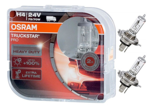 Kit 2 Lamparas H4 Osram Truckstar 24v 75/70w Camion 3200k