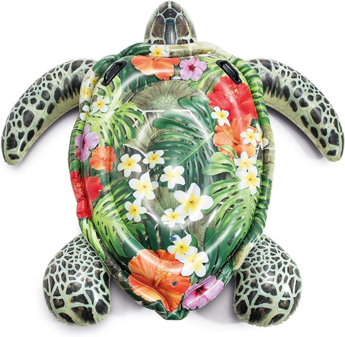 Flotador Inflable Tortuga De Montar Con 2 Asas 150x127cm