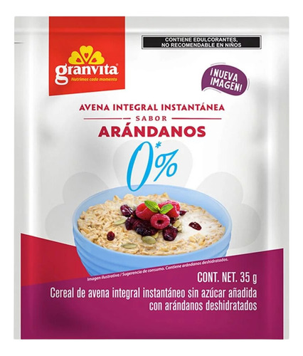 10 Pzas Avena Integral Granvita Instantánea Sabor Arándanos