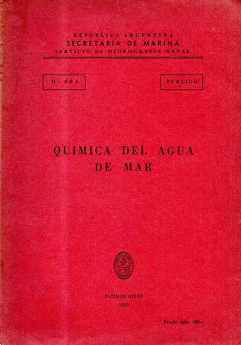 Quimica Del Agua De Mar-edit.buenos Aires 1959-lib.merlin