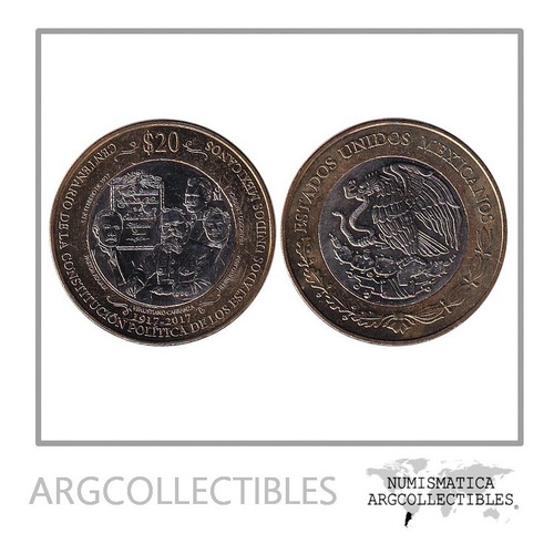 Mexico Moneda 20 Pesos 2017 Bimetalica Km-989 Unc