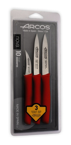 Set De Cuchillos Mondadores Cocina Arcos Premium Rojo  