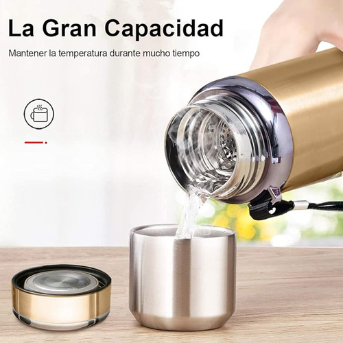Termo De Acero Inoxidable 1000ml Con Asa Y Tapa Antigoteo