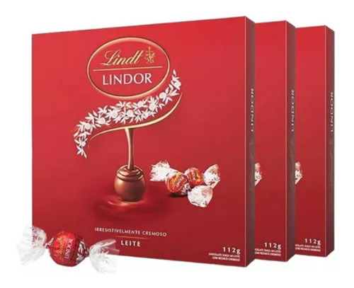 Chocolate Lindor Ao Leite Lindt 112g (3 Unidades)