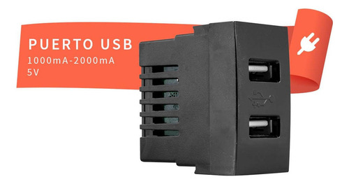 Puerto Usb Scudetto Negro Brillante