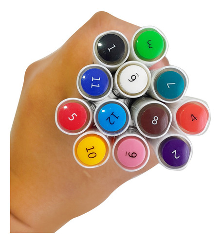 Marcadores Acrílicos Doble Punta X 12 Colores, Nuwa - 13706 Varios