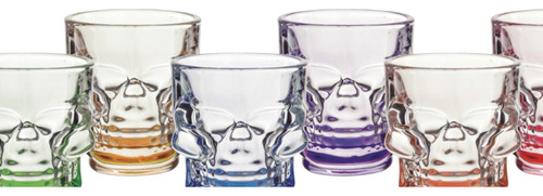 Caja 12 Piezas Set 6 Tequilero Vidrio Calavera Colores 45ml