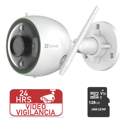 Kit Cámara Bala Ip C3n Ezviz De 2 Mp Almacenamiento 128 Gb Micro Sd / Wireless Inalámbrica / Visión Nocturna A Color / Notificación Push Y Audio Bidireccional