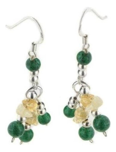 Aretes Anzuelo -   Green Aventurine And Yellow Citrin