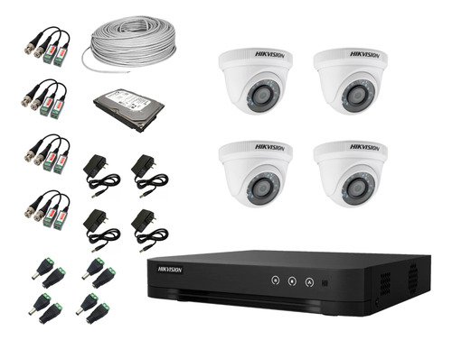 Kit Hd Seguridad Hikvision 4 Cámaras 720p 2.8+ Dvr + Acces