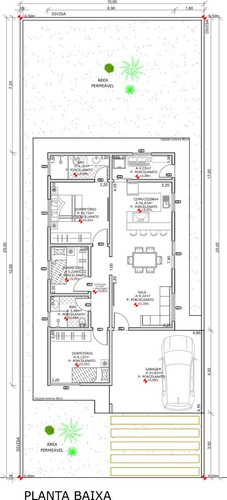 Imagem 2 de 4 de Planta De Casa 3 Quartos - Projeto Arquitetônico Completo