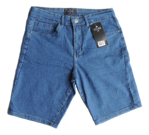 Bermuda Jeans Vilejack Masculina Tradicional Elastano Azul