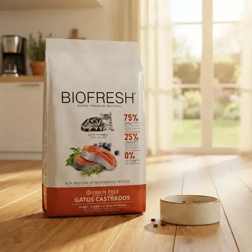 Ração Seca Biofresh Salmão Vegetais Gato Castrado Adulto 400g