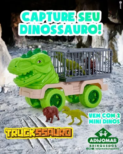 Caminhão Gigante T-rex Safari - Rodas Livres De 48cm + Dinos