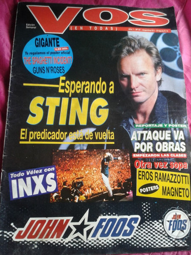 Revista Vos Año 1 Nro 47 Esperando A Sting Inxs Envios Mdq