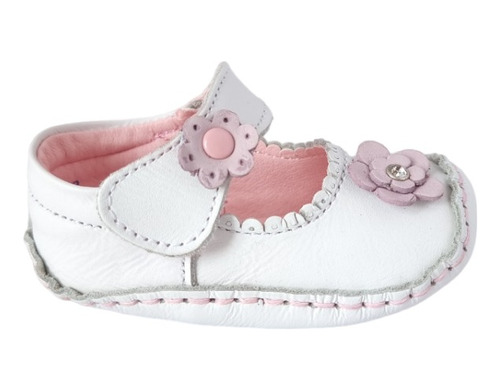 Zapato Bebé Niña Primeros Pasos Bobus Piel 229 Blanco Rosa