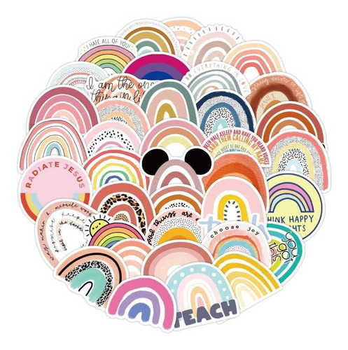 Arcoiris Kawaii 50 Calcomanias Stickers De Pvc Vs Agua Sweet