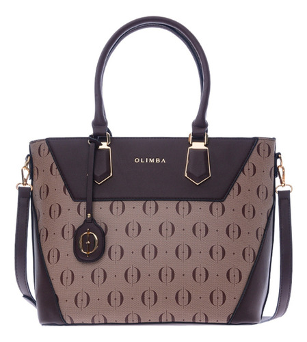 Bolsa Tote De Mujer Grande Compartimientos Amplios 88519 Marrón Lisa Oro