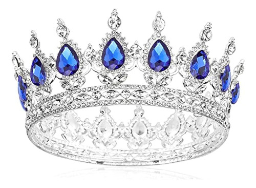 Plateada Para Mujer Tiara Cristal Azul Y Coronas Para Niñas