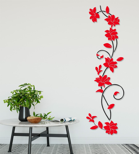 Adesivo Decorativo Arvore Rosa Flor 3d Vermelho Nacional