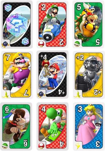 Imagen 2 de 2 de Juego De Mesa Uno Mario Kart Juego De Cartas Uno Original