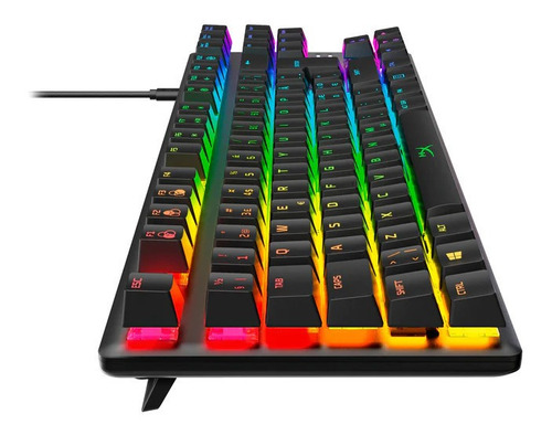 Teclado gamer HyperX Alloy Origins Core QWERTY HX Blue inglés US color negro con luz RGB