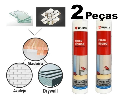 2 Prego Líquido Cola Acrílica Plástico Vidro Madeira Drywall