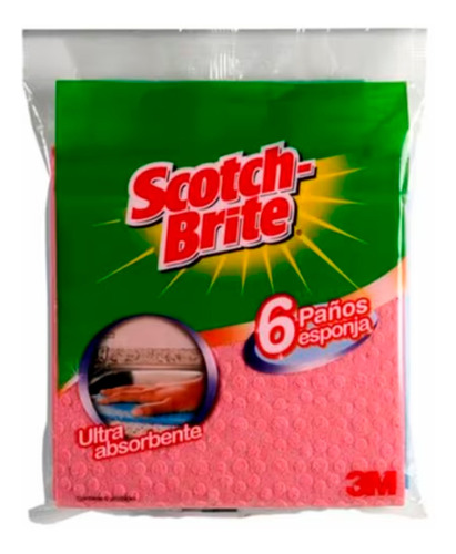 Paño Esponja Scotch-brite X6 Ultra Absorbente Cocina Baño