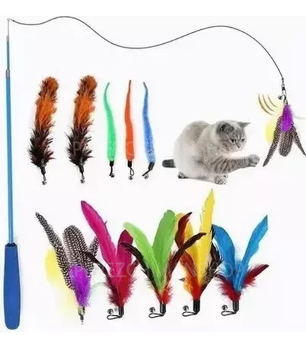 Juguetes Para Gato Interactivos Plumas Campanas 11pcs